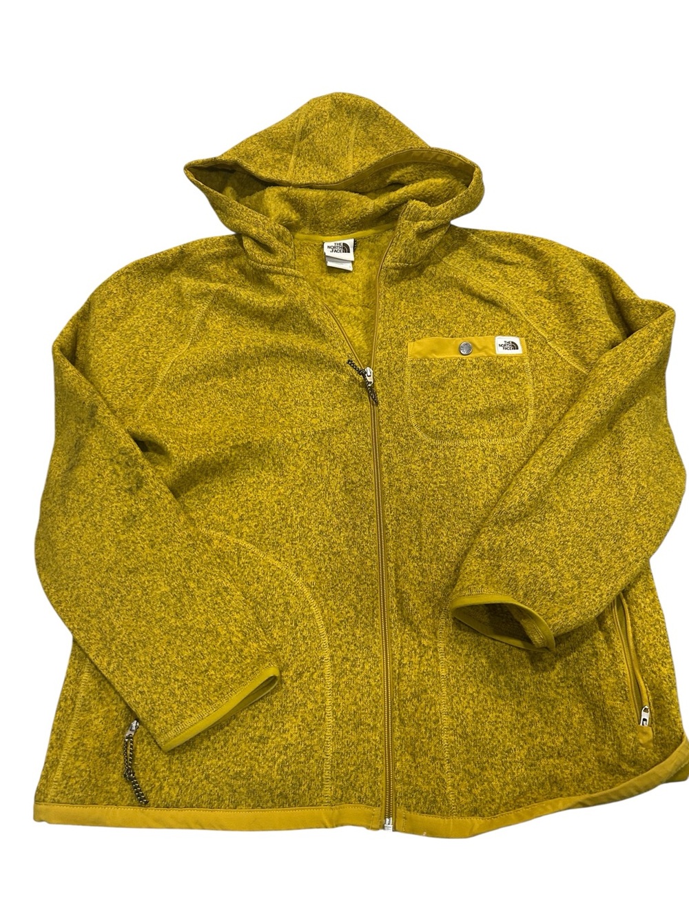 The North Face Men's Mustard Yellow Full-Zip Fleece Hoodie Large